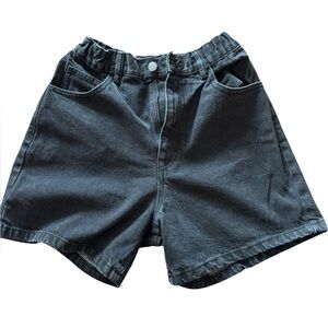 Pull&Bear Black Denim Shorts Elastic Waist High Rise Size 4